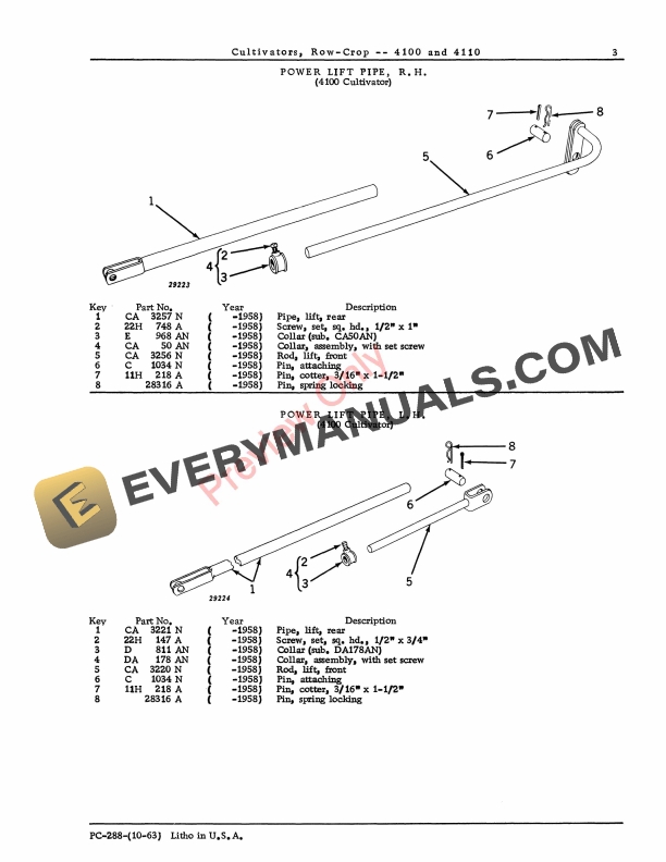 John Deere 4100, 4110 Row-Crop Cultivator Parts Catalog PC288 01OCT63-5