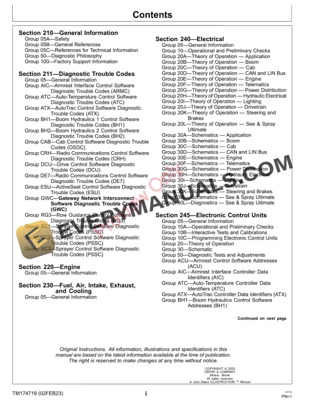 John Deere 410R 412R and 612R Self Propelled Sprayer Diagnostic Technical Manual TM174719 02FEB23 5