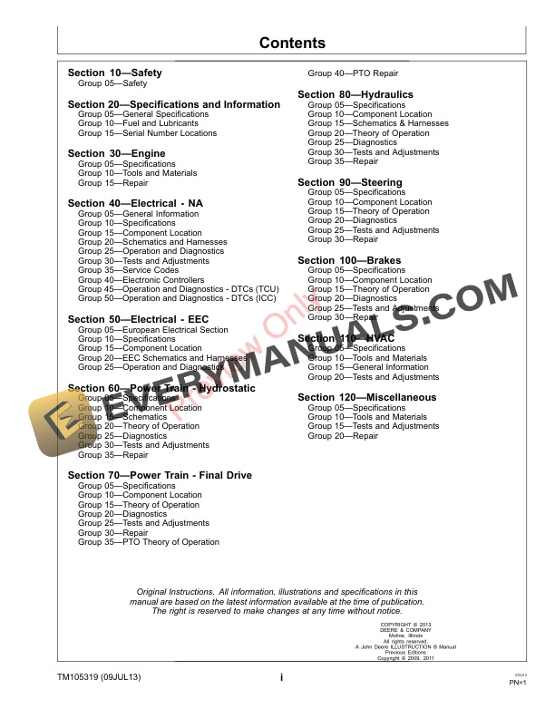 John Deere 4120 (610001-) and 4320 (620001 Component Technical Manual TM105319 09JUL13 5 John Deere 4120 610001 and 4320 620001 Component Technical Manual TM105319 09JUL13 3
