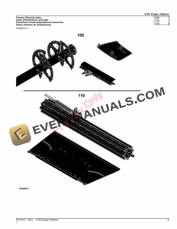 John Deere 415D Draper Platform Parts Catalog PC11617 30SEP23 5