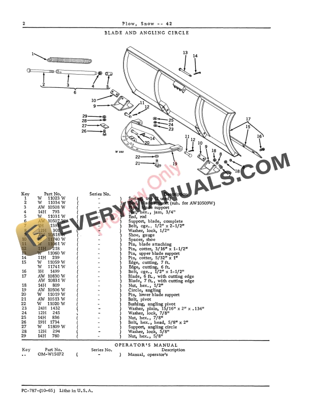 John Deere 42 Snow Plow Parts Catalog PC787 01OCT65 5 John Deere 42 Snow Plow Parts Catalog PC787 01OCT65-4
