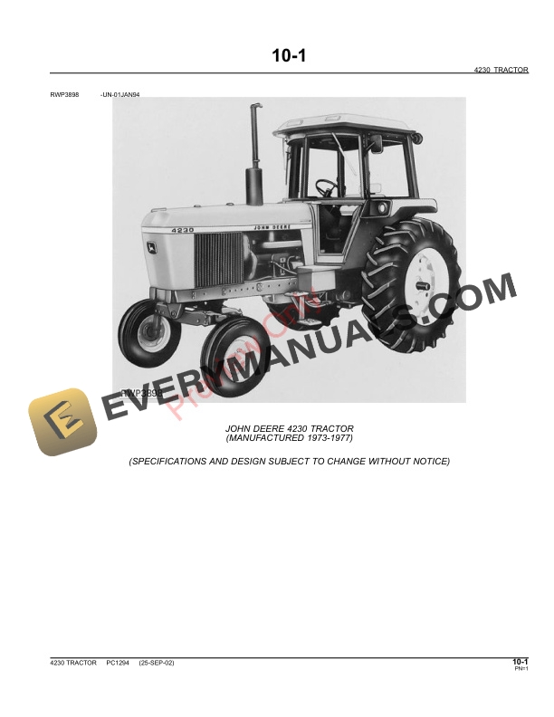 John Deere 4230 Tractor Parts Catalog PC1294 11MAY11-3