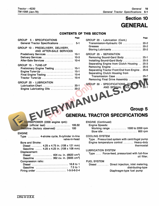 John Deere 4230 Tractor Technical Manual TM1056 01JUL79 5