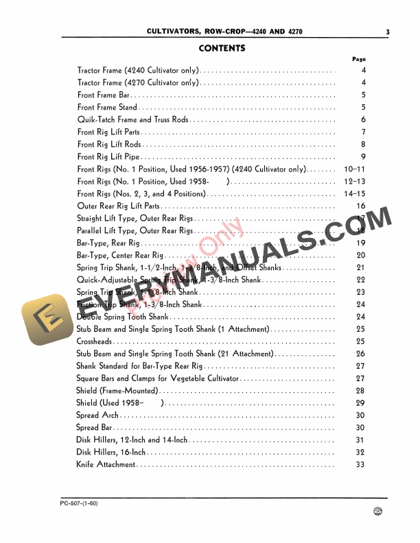 John Deere 4240, 4270 Row-Crop Cultivator Parts Catalog PC507 01JAN60-5