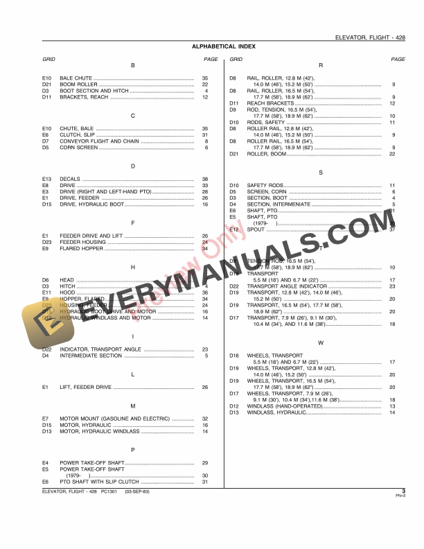 John Deere 428 Flight Elevator Parts Catalog PC1301 01SEP83 6 John Deere 428 Flight Elevator Parts Catalog PC1301 01SEP83-5
