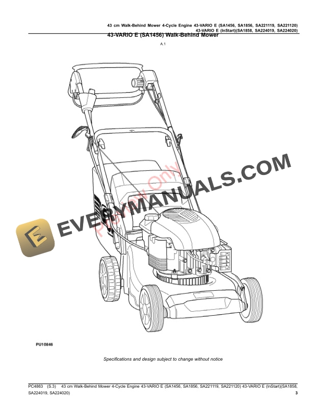 John Deere 43 cm Walk-Behind Mower 4-Cycle Engine 43 Parts Catalog PC4863 08MAY20-3