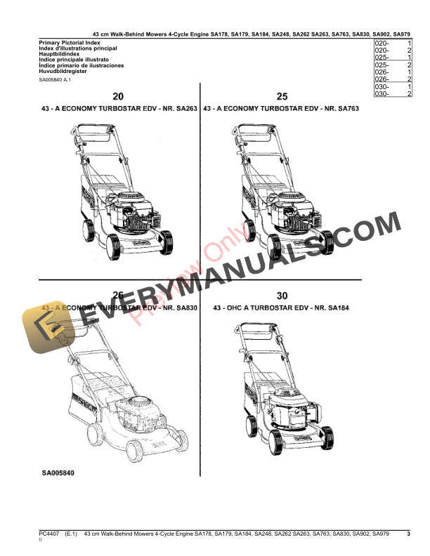 John Deere 43 cm Walk-Behind Mowers 4-Cycle Parts Catalog PC4407 03OCT16-3