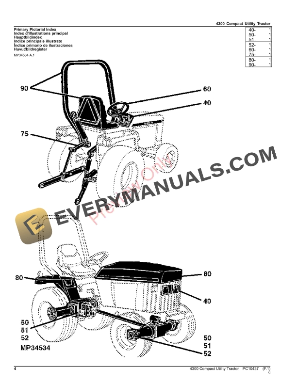 John Deere 4300 COMPACT UTILITY TRACTOR Parts Catalog PC10437 09OCT23 4