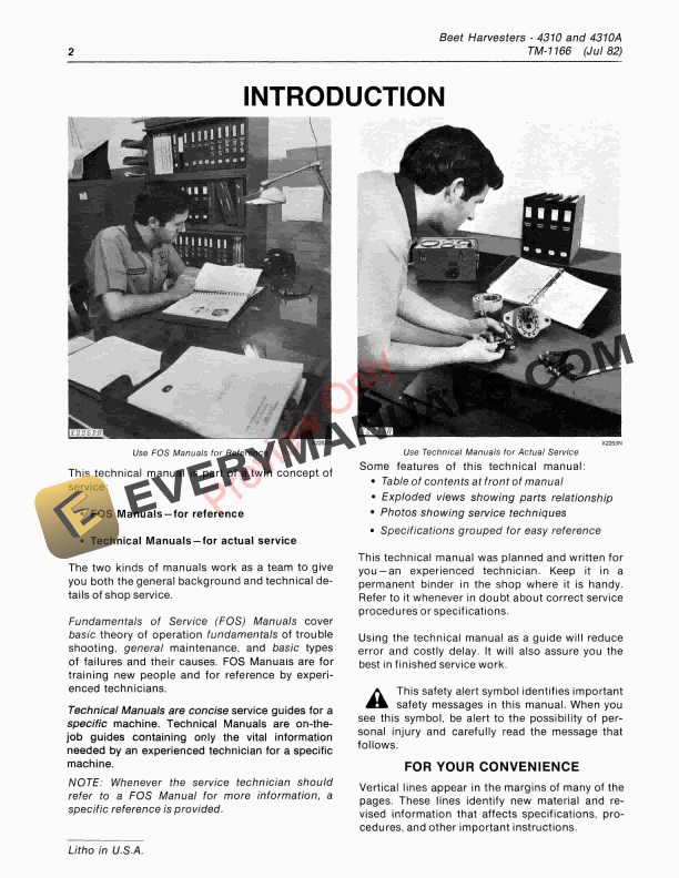 John Deere 4310 Beet Harvster Technical Manual TM1166 01JUL82 4