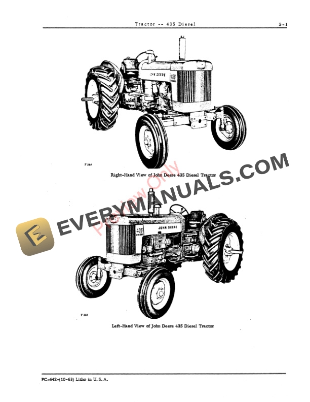 John Deere 435 Diesel Tractor Parts Catalog PC642 01OCT63-3