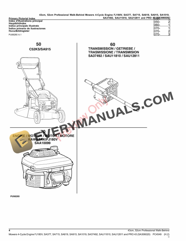 John Deere 43cm, 52cm Professional Walk-Behind Mowers 4 Parts Catalog PC4549 21MAR23-4