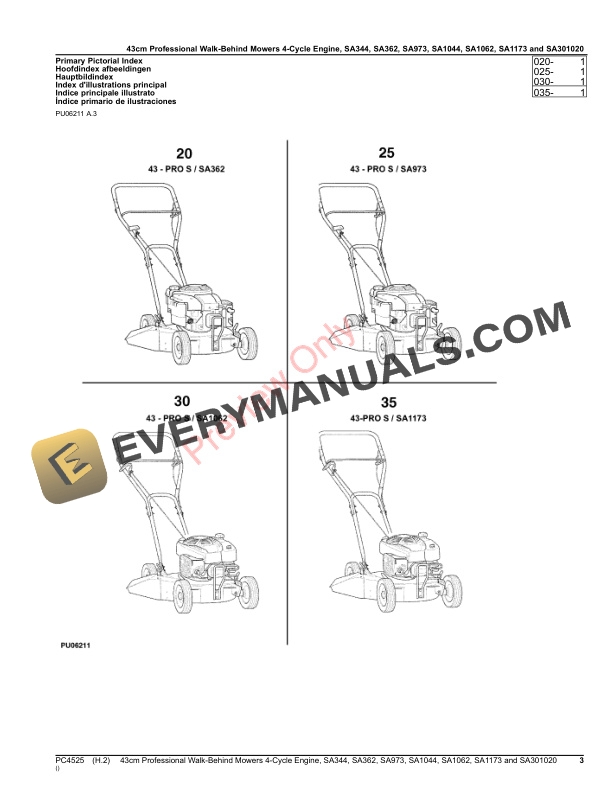 John Deere 43cm Professional Walk-Behind Mowers 4 Parts Catalog PC4525 14OCT20 4 John Deere 43cm Professional Walk-Behind Mowers 4 Parts Catalog PC4525 14OCT20-3