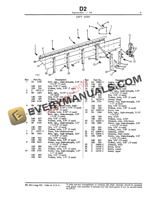 John Deere 44 Manure Spreader Parts Catalog PC833 01AUG69-5