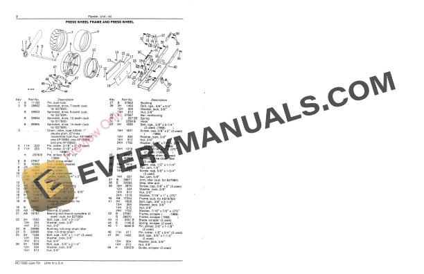 John Deere 44 Unit Planter Parts Catalog PC1002 01JAN70 4