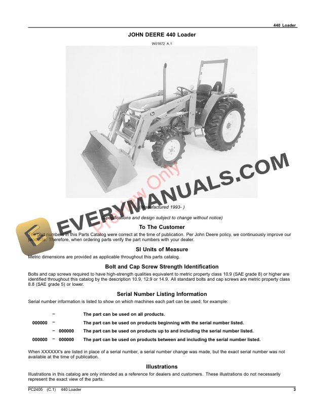 John Deere 440 Loader Parts Catalog PC2405 19DEC18 4 John Deere 440 Loader Parts Catalog PC2405 19DEC18-3
