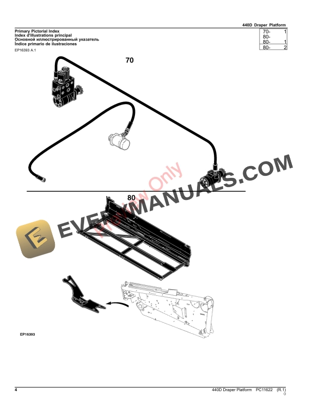 John Deere 440D Draper Platform Parts Catalog PC11622 30SEP23 4