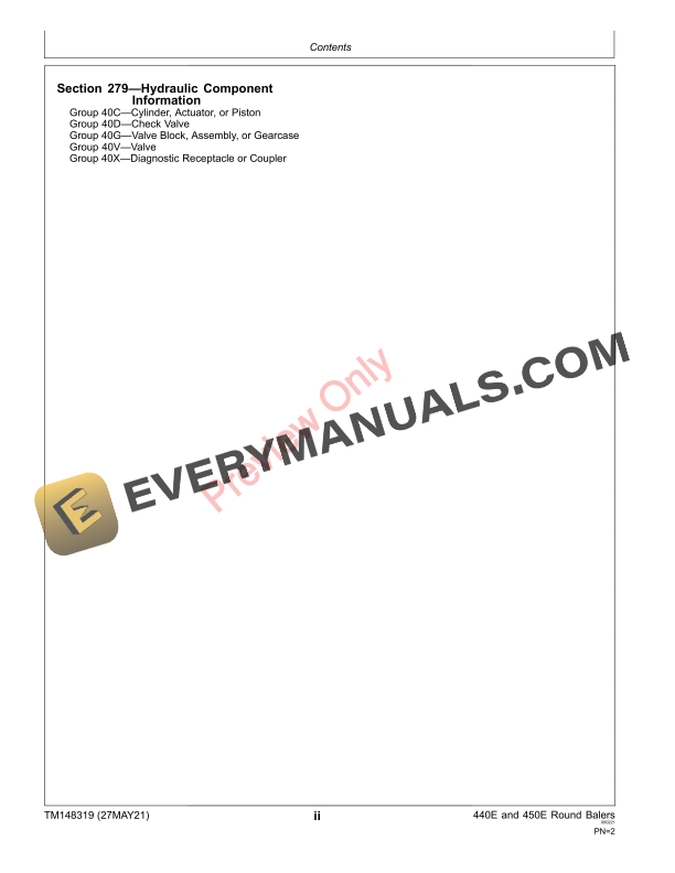 John Deere 440E and 450E Round Balers Technical Manual TM148319 27MAY21 4