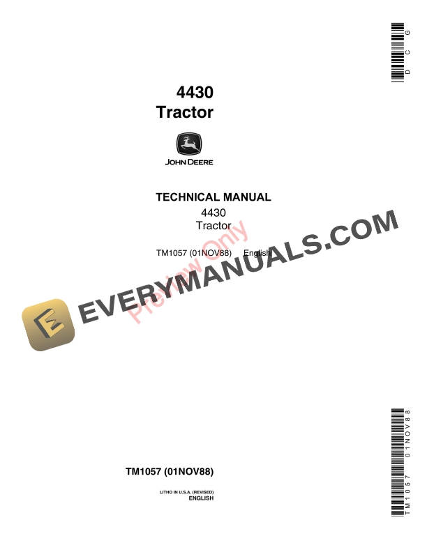 John Deere 4430 Row-Crop Tractor Technical Manual TM1057 01NOV88-1