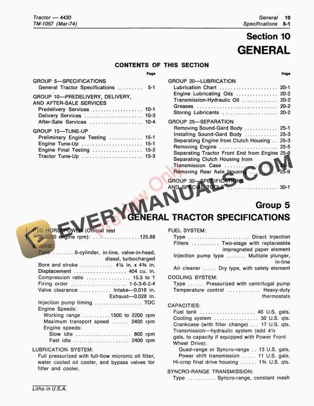 John Deere 4430 Row Crop Tractor Technical Manual TM1057 01NOV88 5