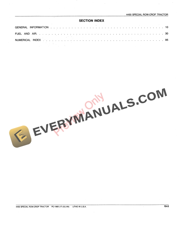 John Deere 4450 Tractor – Fuel Injection Pump Parts Catalog PC1983 17JUL84-5