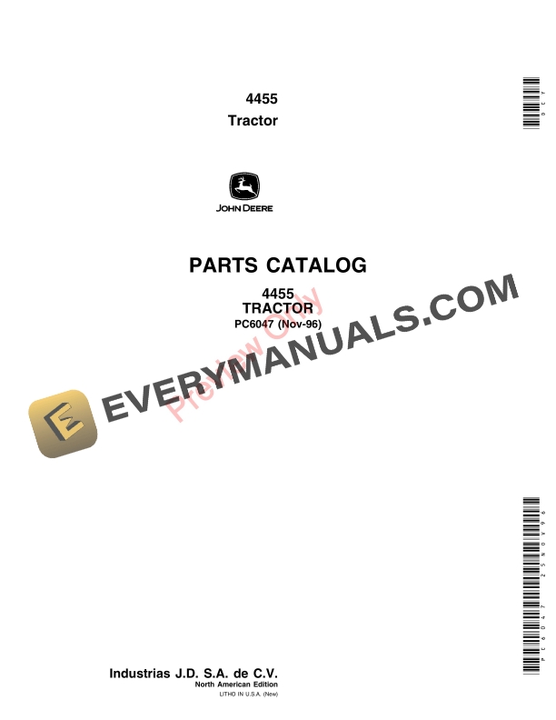 John Deere 4455 Tractor Parts Catalog PC6047 01JUL11-1