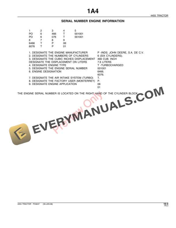 John Deere 4455 Tractor Parts Catalog PC6047 01JUL11-5