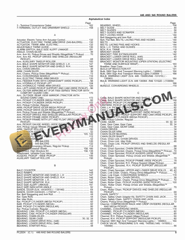 John Deere 446 AND 546 ROUND BALERS Parts Catalog PC2524 26MAR23-5