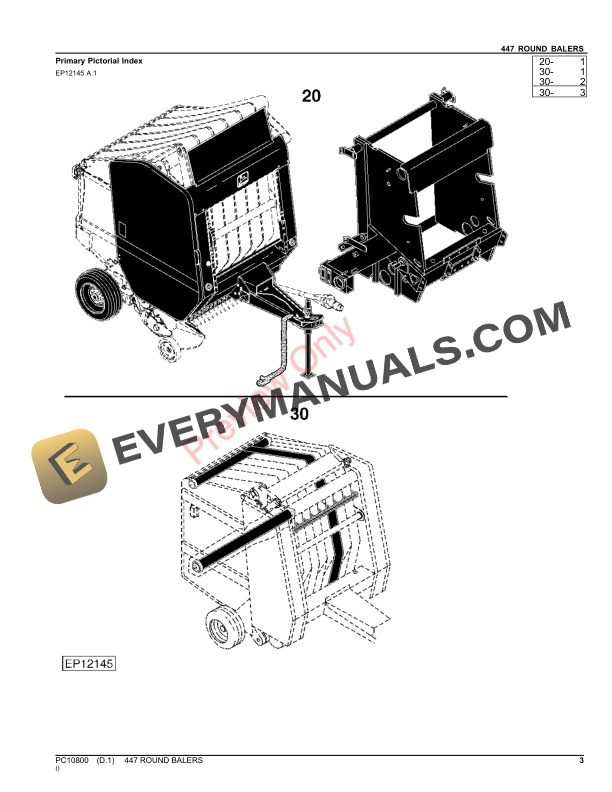 John Deere 447 ROUND BALERS Parts Catalog PC10800 08MAY23 3