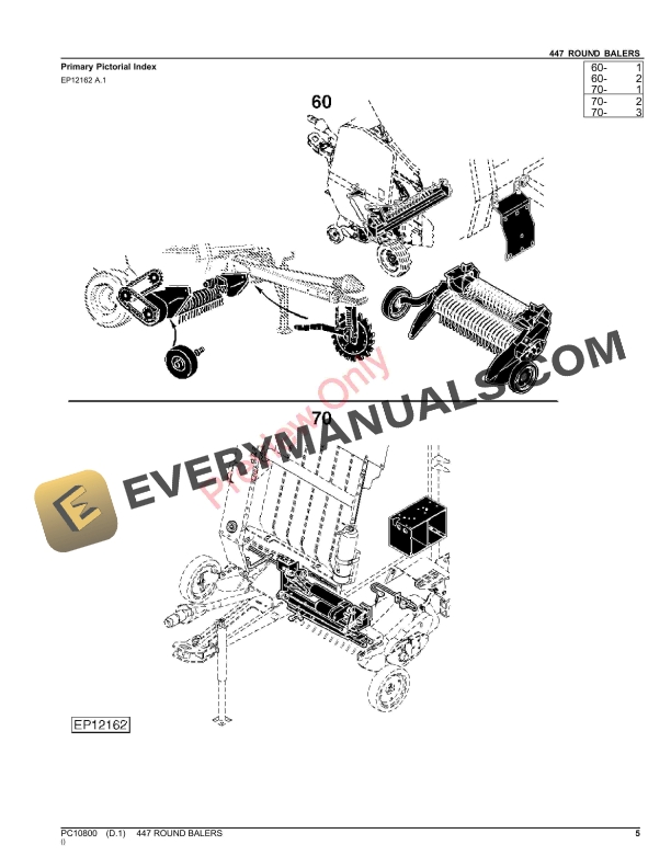 John Deere 447 ROUND BALERS Parts Catalog PC10800 08MAY23 5
