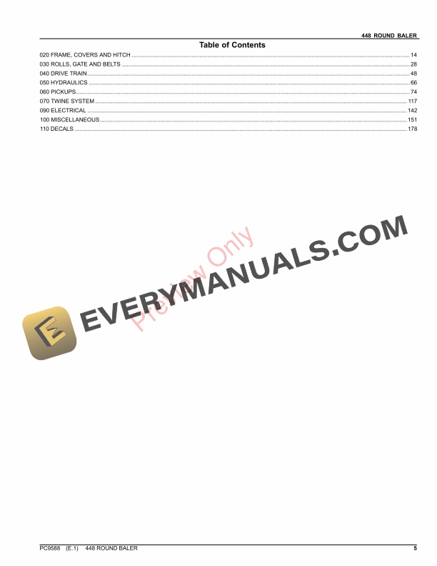 John Deere 448 ROUND BALER Parts Catalog PC9588 24OCT23-5