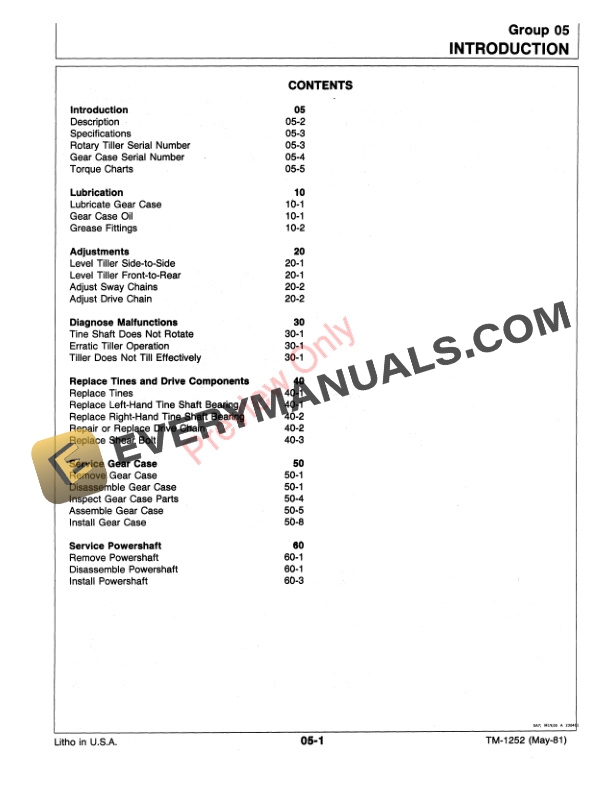 John Deere 448 TRACTOR-MOUNTED TILLER Technical Manual TM1252 01MAY81 4 John Deere 448 TRACTOR MOUNTED TILLER Technical Manual TM1252 01MAY81 3