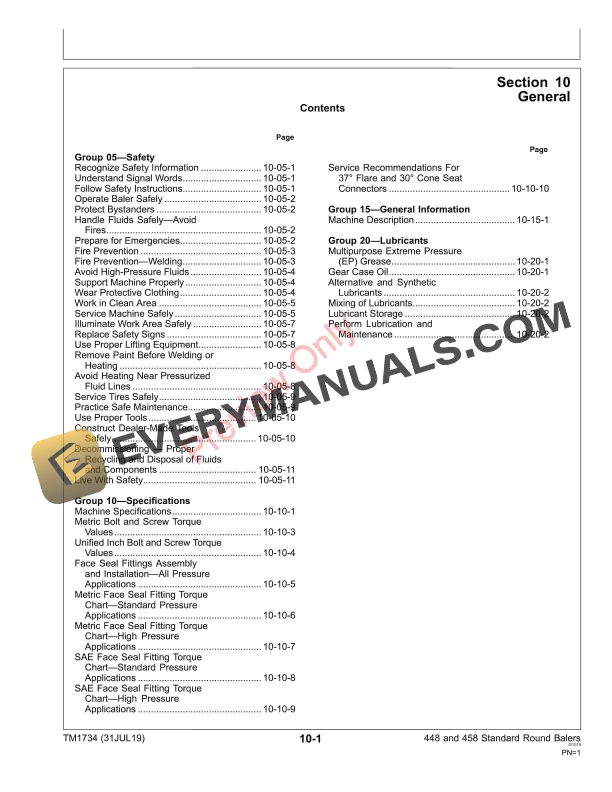 John Deere 448 and 458 Standard Round Balers Repair Technical Manual TM1734 31JUL19 5