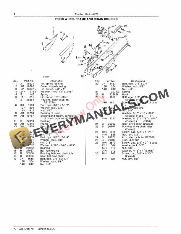 John Deere 44W Unit Planter Parts Catalog PC1038 01JAN70 4