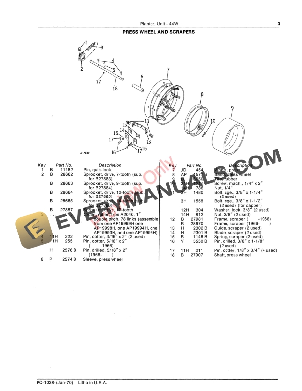 John Deere 44W Unit Planter Parts Catalog PC1038 01JAN70 5