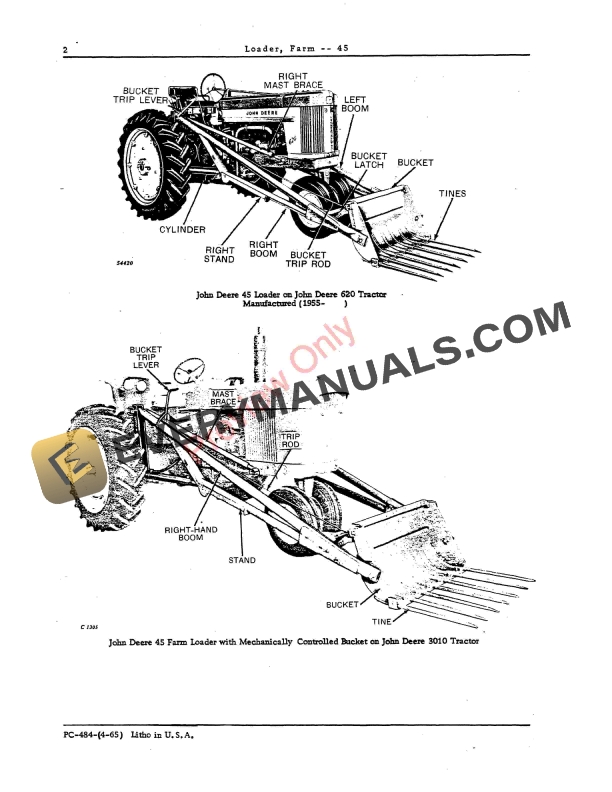 John Deere 45 Farm Loader Parts Catalog PC484 01JAN69-4
