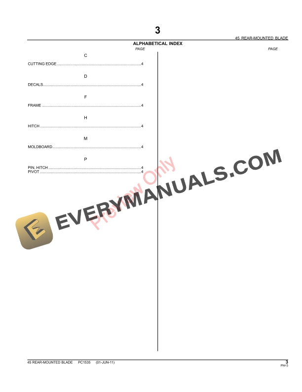 John Deere 45 Rear Blade Parts Catalog PC1535 01JUN11-5