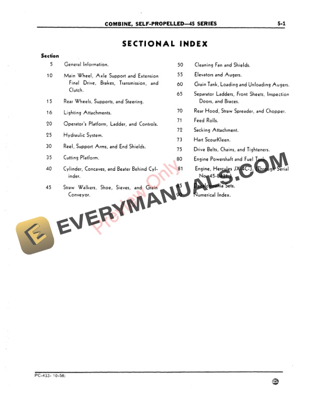 John Deere 45 Series Self-Propelled Combine (Hercules JX-4C-3 Engine) Parts Catalog PC433 01OCT58-3
