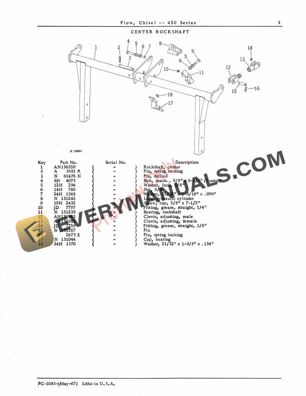 John Deere 450 Series Chisel Plow Parts Catalog PC1083 01MAY67 5