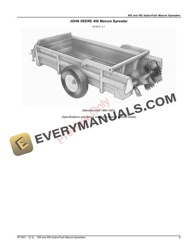 John Deere 450 and 455 Hydra-Push Manure Spreaders Parts Catalog PC1801 28DEC18-3