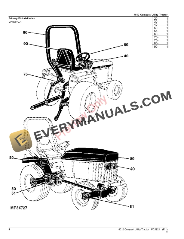 John Deere 4510 COMPACT UTILITY TRACTOR Parts Catalog PC2921 18JUL23-4