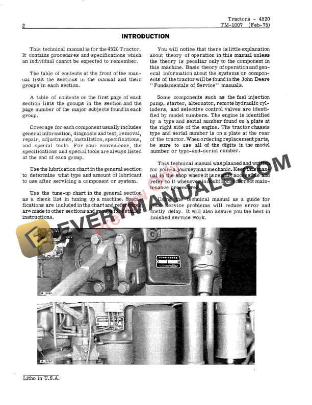 John Deere 4520 Row Crop Tractor Technical Manual TM1007 01FEB75 4