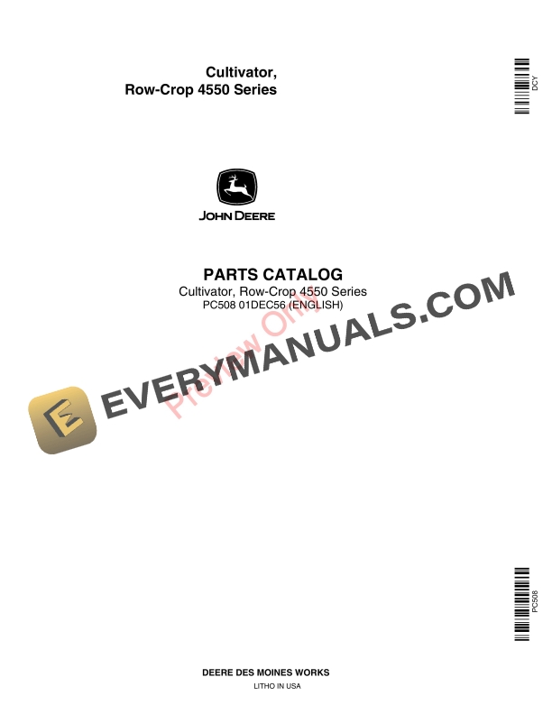 John Deere 4550 Series Row-Crop Cultivator Parts Catalog PC508 01DEC56-1
