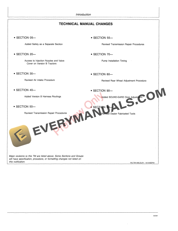 John Deere 4555 4755 4955 4560 4760 and 4960 Tractors Technical Manual TM1460 04SEP91 4
