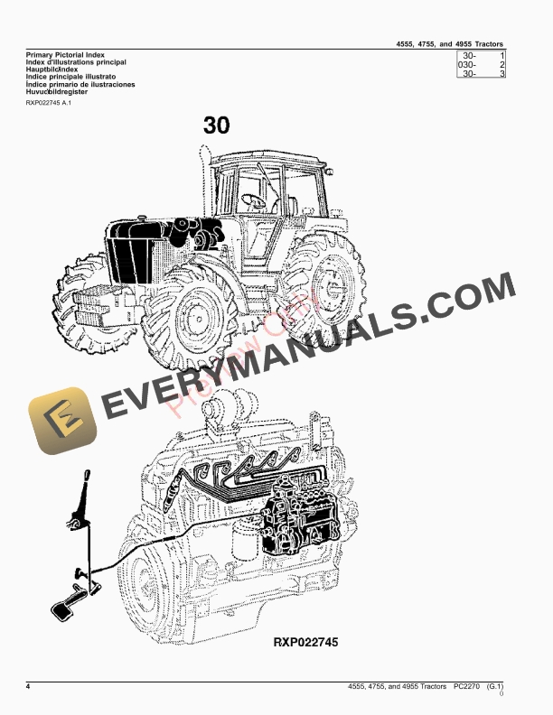 John Deere 4555, 4755, 4955 TRACTORS Parts Catalog PC2270 10SEP26-4