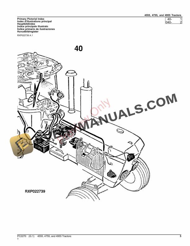 John Deere 4555, 4755, 4955 TRACTORS Parts Catalog PC2270 10SEP26-5