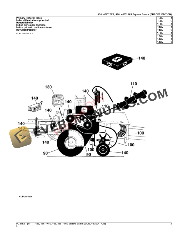 John Deere 456, 456T WS, 466, 466T WS Square Balers Parts Catalog PC3152 20SEP21-3