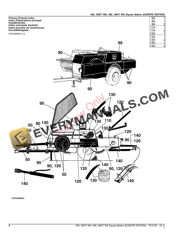 John Deere 456, 456T WS, 466, 466T WS Square Balers Parts Catalog PC3152 20SEP21-4
