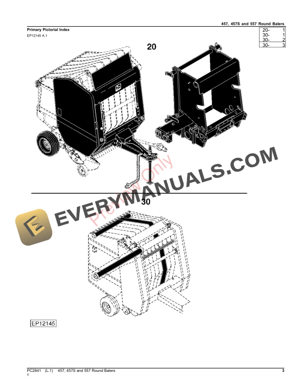 John Deere 457, 457S and 557 Round Balers Parts Catalog PC2841 03OCT23-3