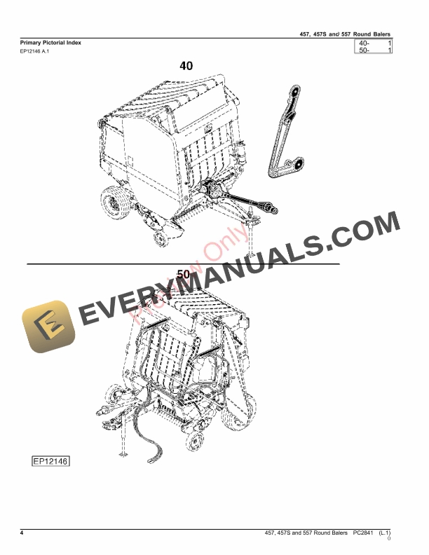 John Deere 457, 457S and 557 Round Balers Parts Catalog PC2841 03OCT23-4