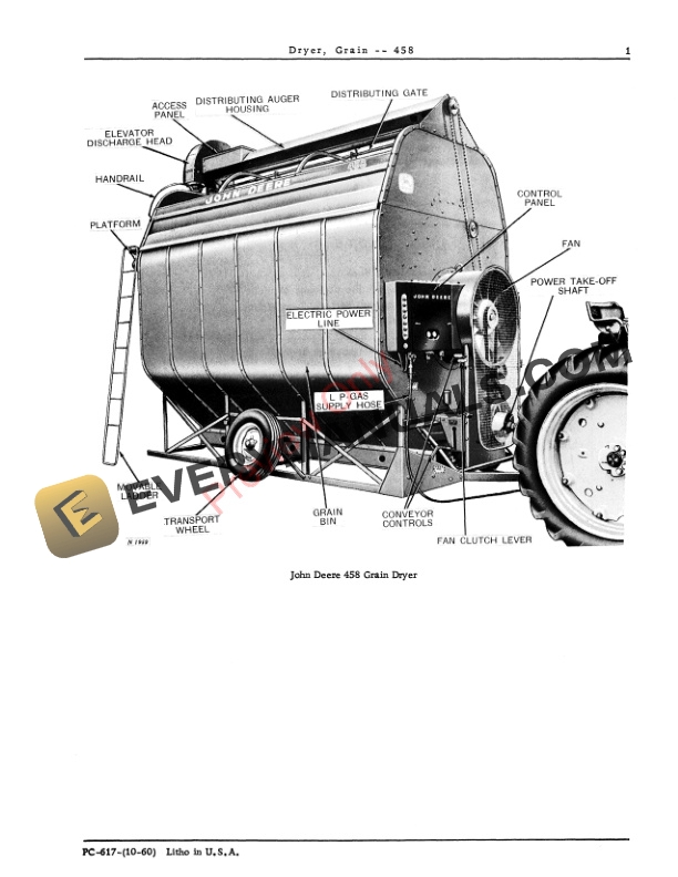 John Deere 458 Grain Dryer Parts Catalog PC617 01OCT60-3